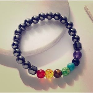 Hematite 7-Chakra Bracelet Balance Destress Heal